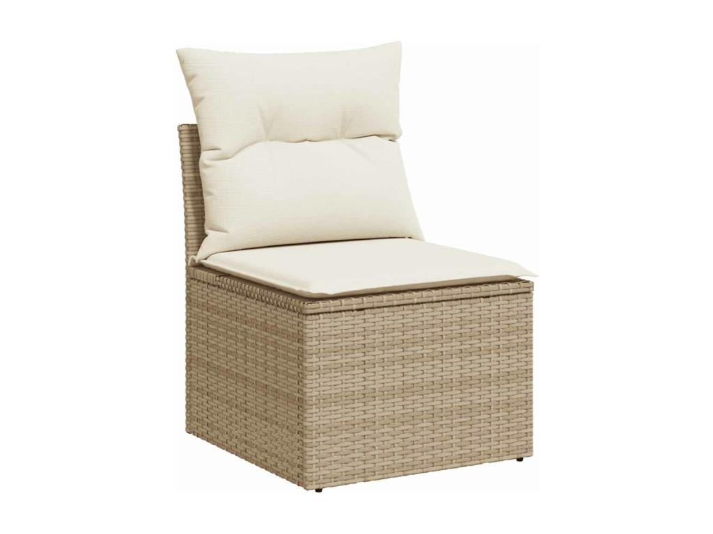 Ensemble de mobilier de jardin 9 pièces en résine tressée beige, avec coussins - dlz1766572741066