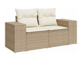 Ensemble de mobilier de jardin 9 pièces en résine tressée beige, avec coussins - dlz1766572741066