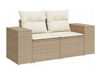 Ensemble de mobilier de jardin 9 pièces en résine tressée beige, avec coussins - dlz1766572741066