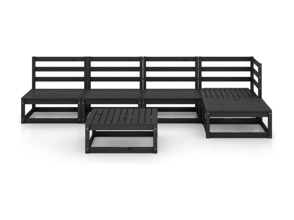 Ensemble de mobilier de jardin 5 pièces en pin noir