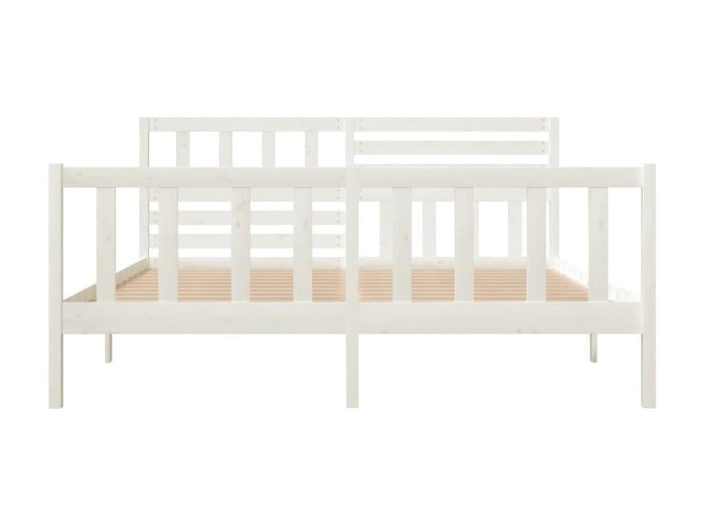 Lit en bois massif blanc, 140 x 190 cm