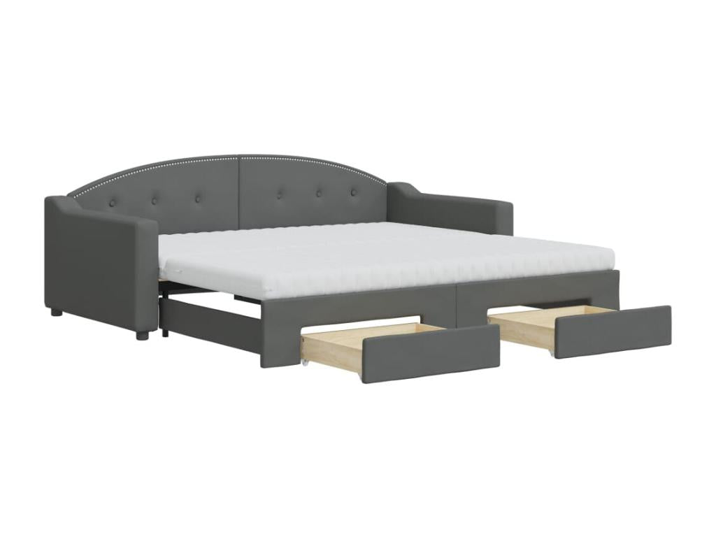 Lit en tissu gris, 90 x 190 cm