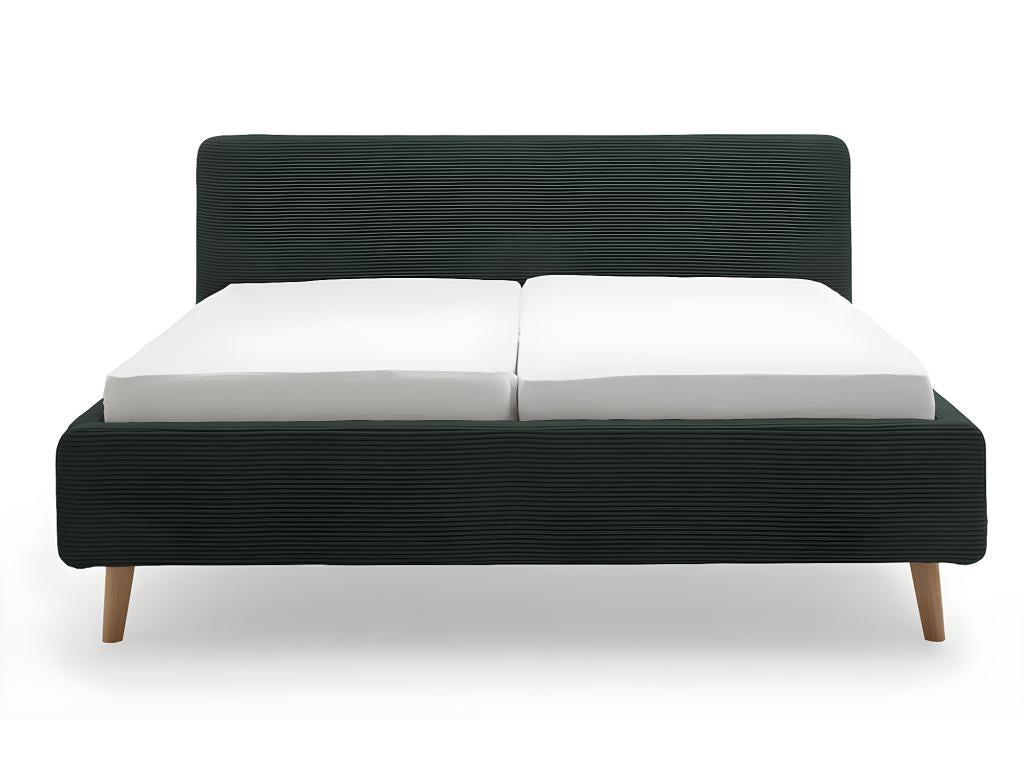 Lit en velours vert, 140 x 200 cm