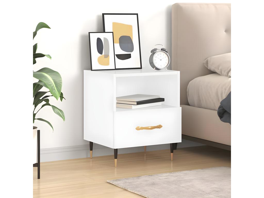 Table en bois d'ingénierie blanc, 40 x 35 x 47,5 cm