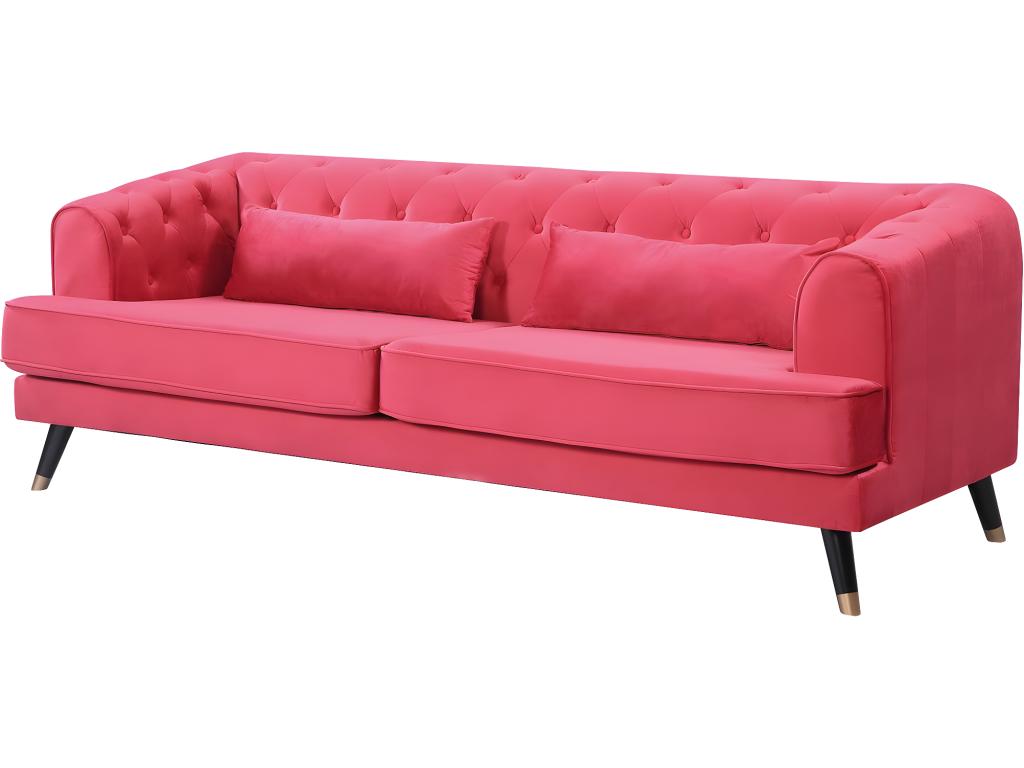 Canapé en velours rouge, 216 x 86 x 76 cm