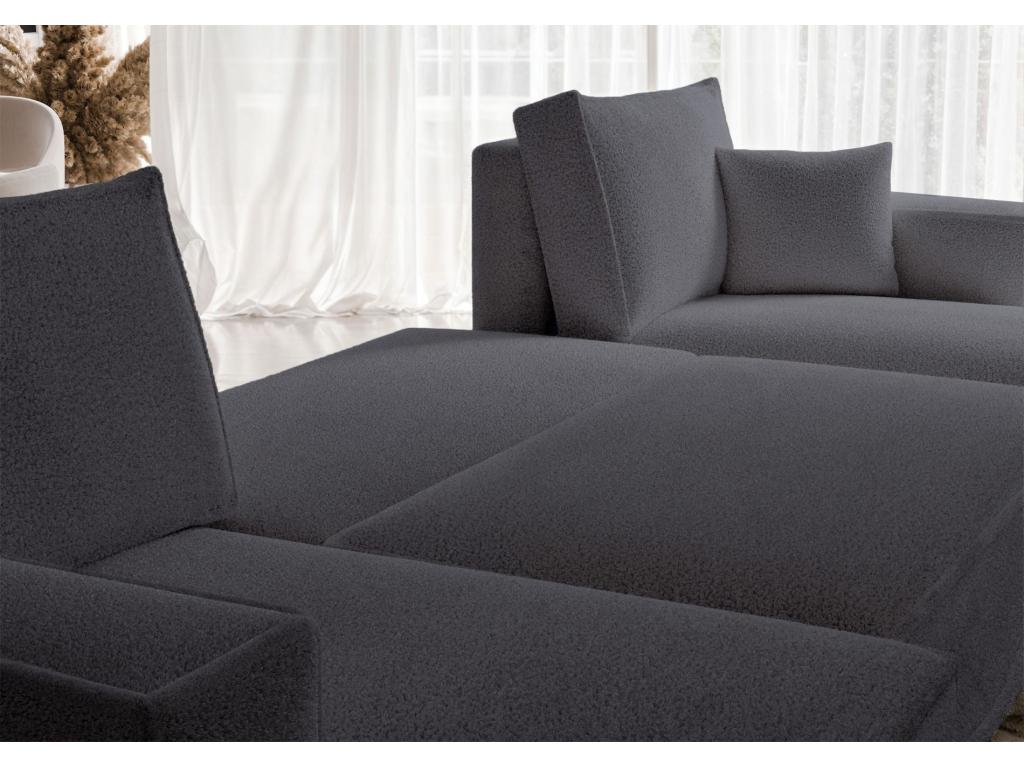 Canapé-lit en tissu bouclé gris