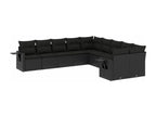 Ensemble de mobilier de jardin 10 pièces en résine tressée noire avec coussins - dlz1766572799475