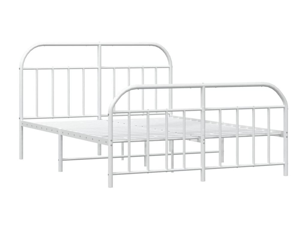 Cadre de lit en métal blanc, 140 x 190 cm