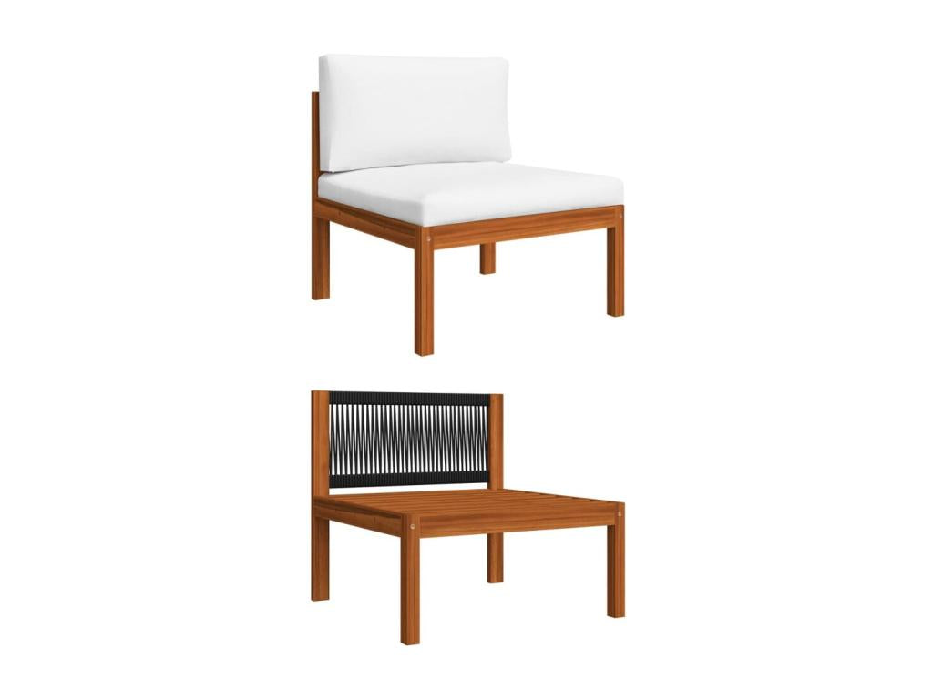 Ensemble de mobilier de jardin blanc 4 pièces, avec coussins