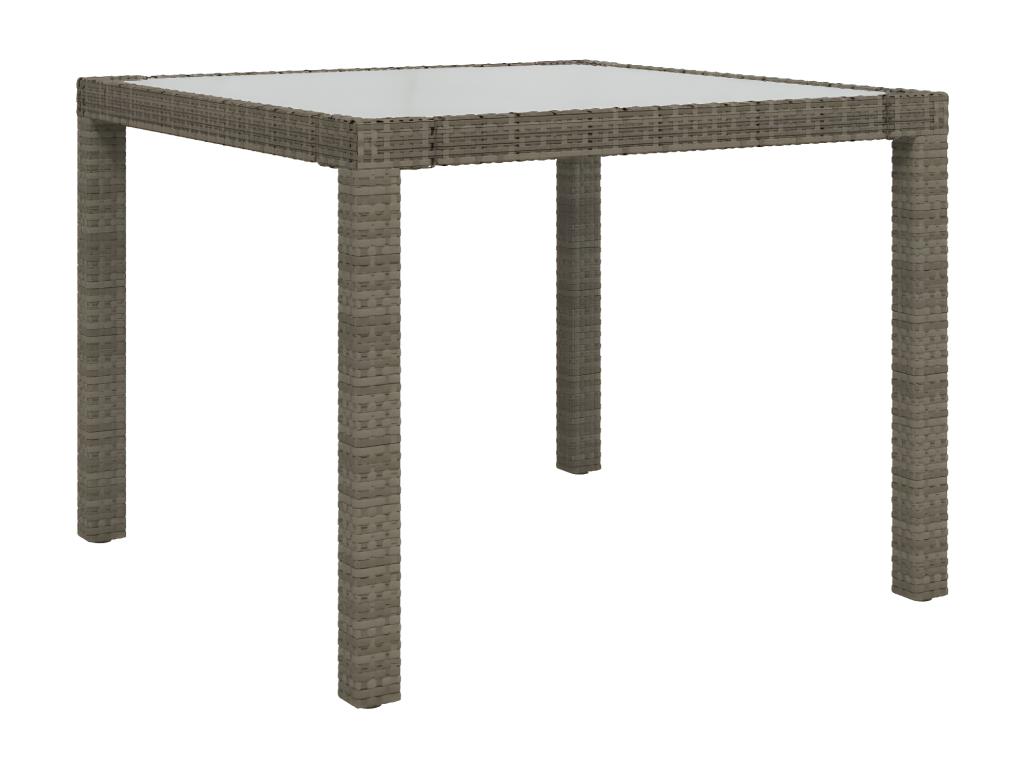 Table en verre gris, 90 x 90 x 75 cm