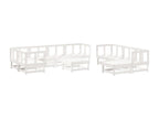 Ensemble de mobilier de jardin 10 pièces en bois massif blanc, avec coussins