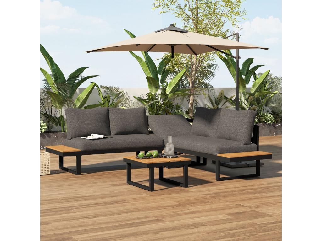Ensemble de mobilier de jardin en fer gris