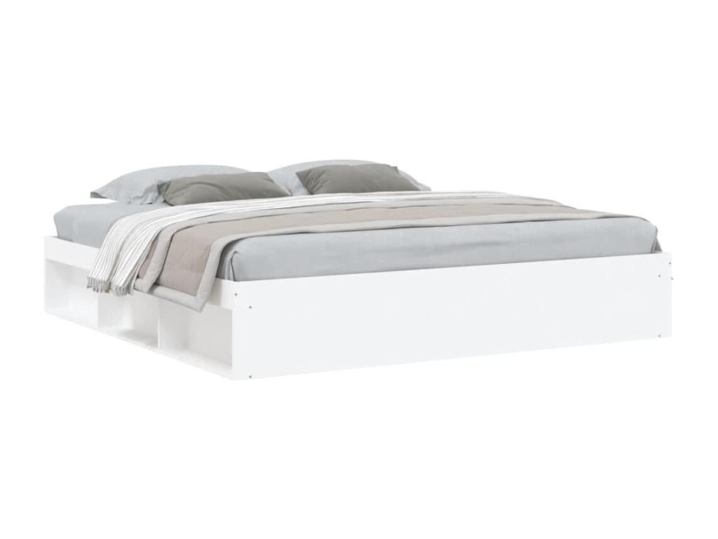 Cadre de lit blanc, 200 x 200 cm