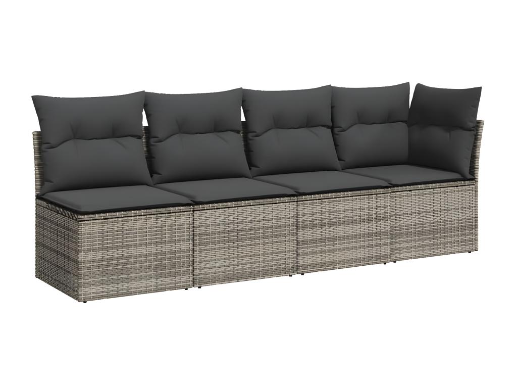 Ensemble de mobilier de jardin 8 pièces en résine tressée grise avec coussins - dlz1766572994449