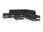 Ensemble de mobilier de jardin 8 pièces en pin noir avec coussins - dlz1766572539710