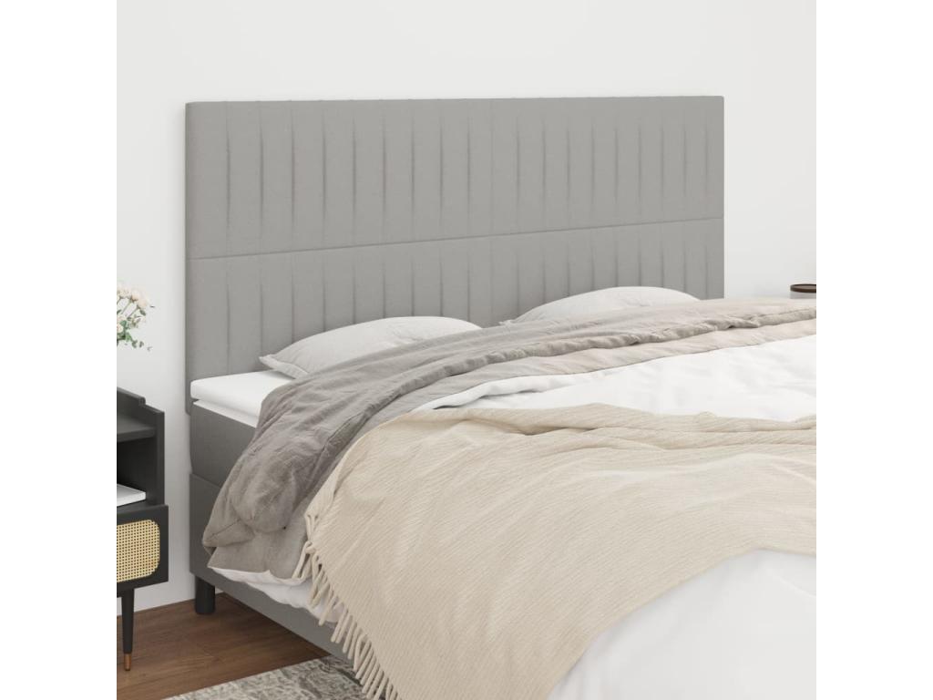 Ensemble de lit 4 pièces en tissu gris, 100 x 5 x 78 cm