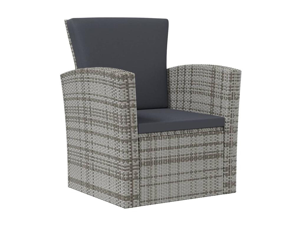 Ensemble de mobilier de jardin 8 pièces en résine tressée grise, avec coussins