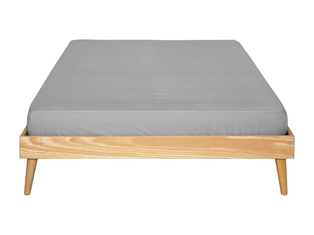 Lit en bois massif naturel, 140 x 190 cm