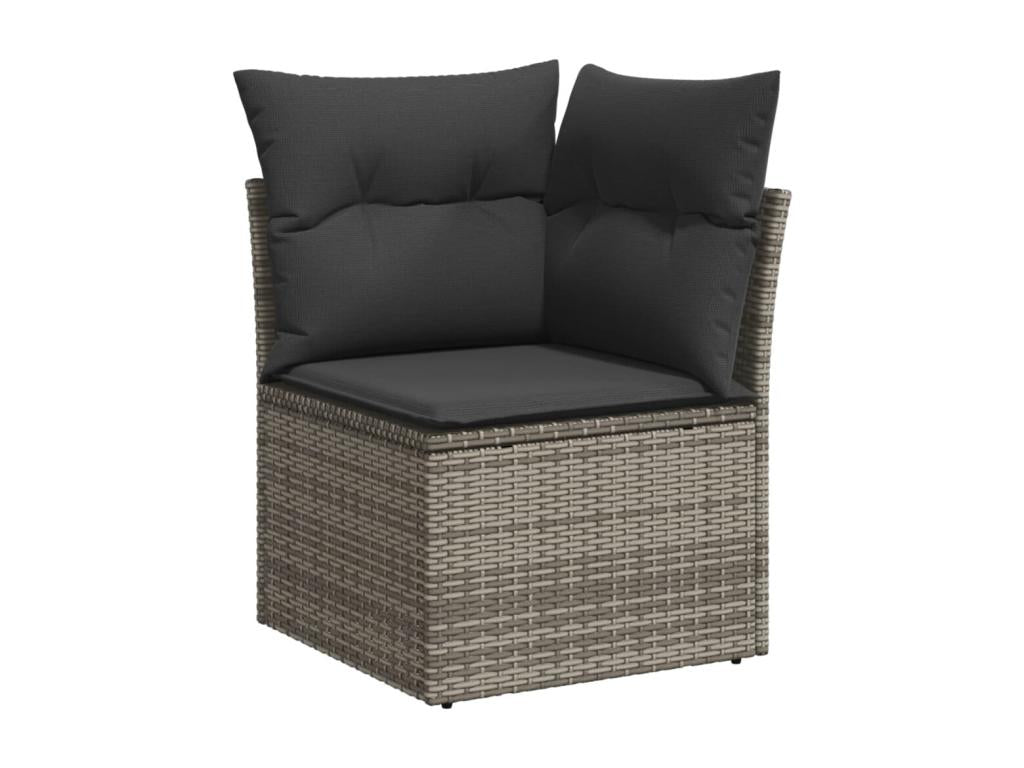 Ensemble de mobilier de jardin 9 pièces en résine tressée grise avec coussins - dlz1766572575420