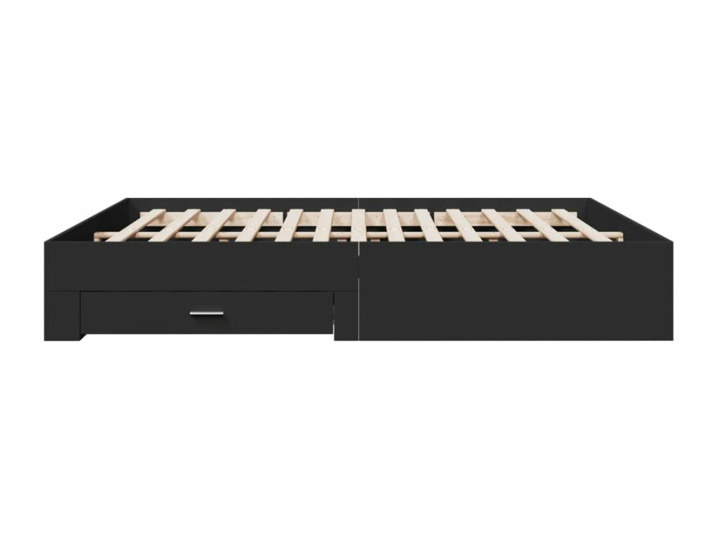 Cadre de lit en bois d'ingénierie noir, 200 x 200 cm