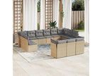 Ensemble de mobilier de jardin 13 pièces en résine tressée beige, avec coussins - dlz1766572695251