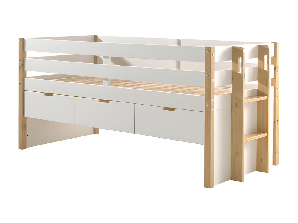 Lit blanc à 3 tiroirs, 90 x 200 cm