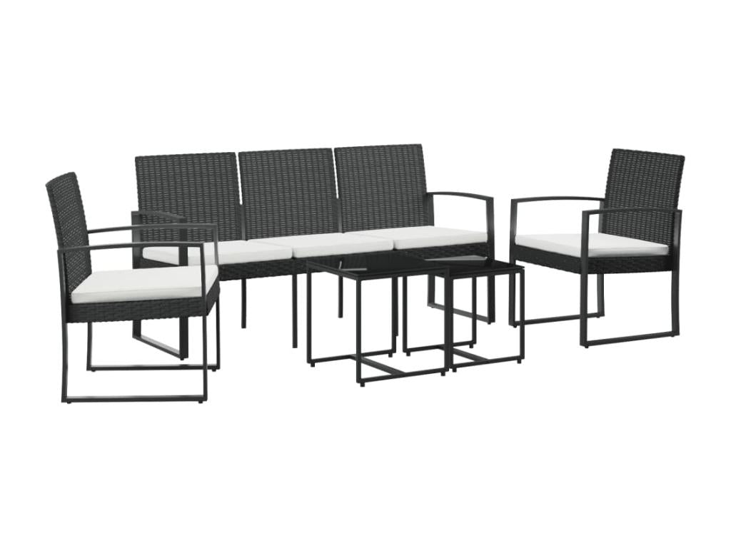 Ensemble de meubles noirs 5 pièces pour la maison, avec coussins