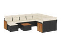 Ensemble de mobilier de jardin 11 pièces en résine tressée noire, avec coussins