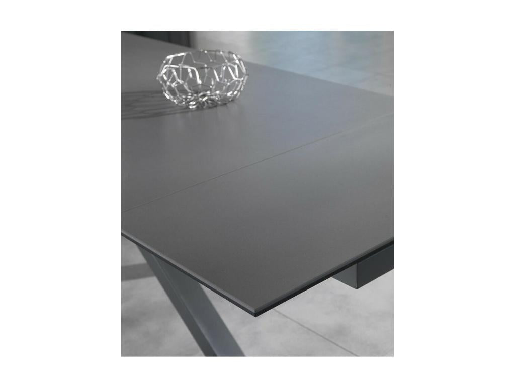 Table en verre gris, 160 cm