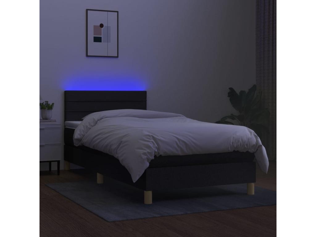 Matelas en tissu noir avec matelas, 100 x 200 cm