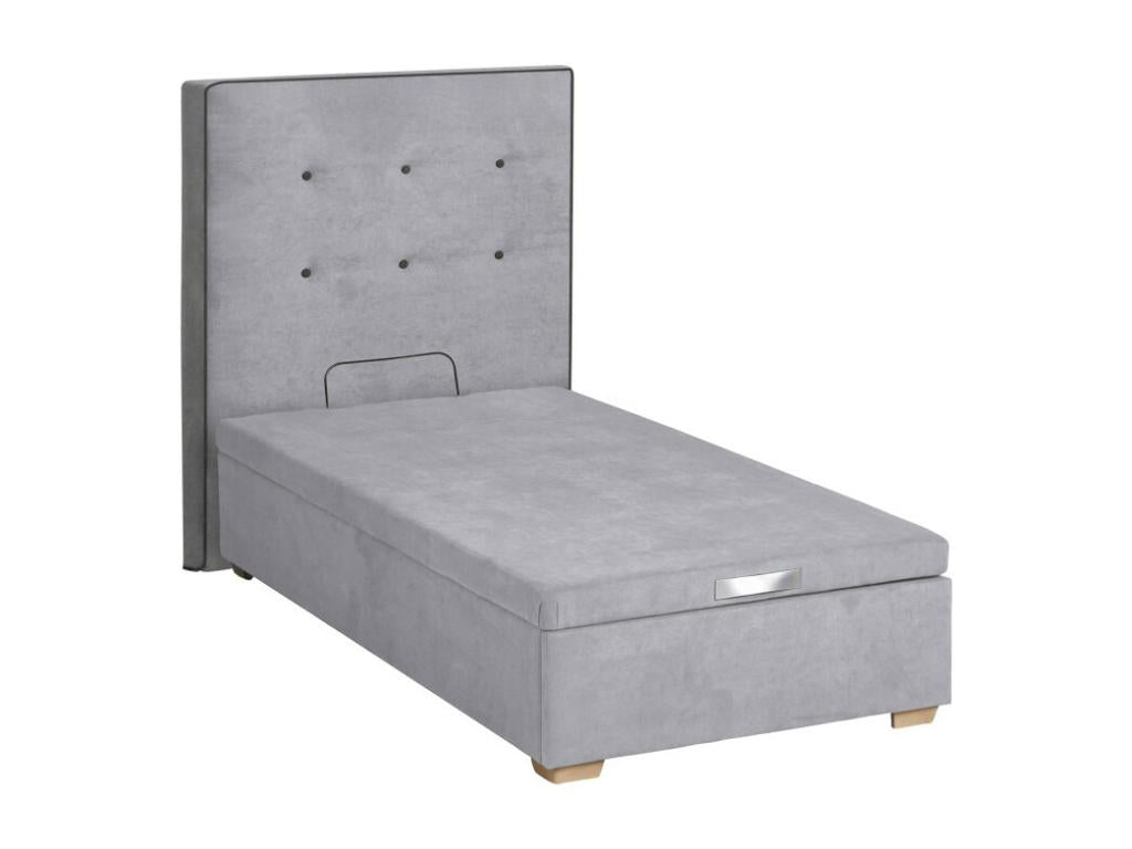 Lit en velours gris, 140 x 190 cm