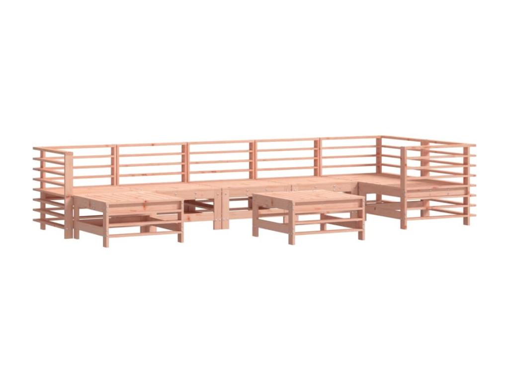 Ensemble de mobilier de jardin 8 pièces en bois massif naturel, avec coussins