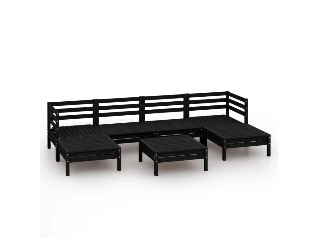 Ensemble de mobilier de jardin 7 pièces en pin noir - dlz1766573093481