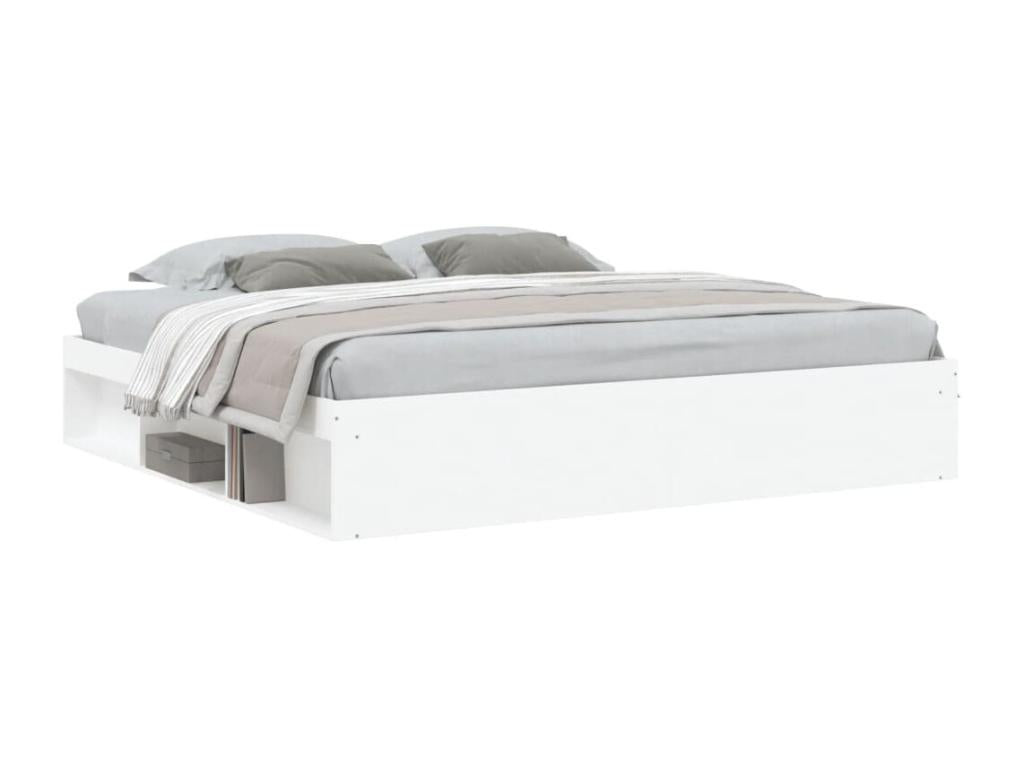 Cadre de lit blanc, 200 x 200 cm