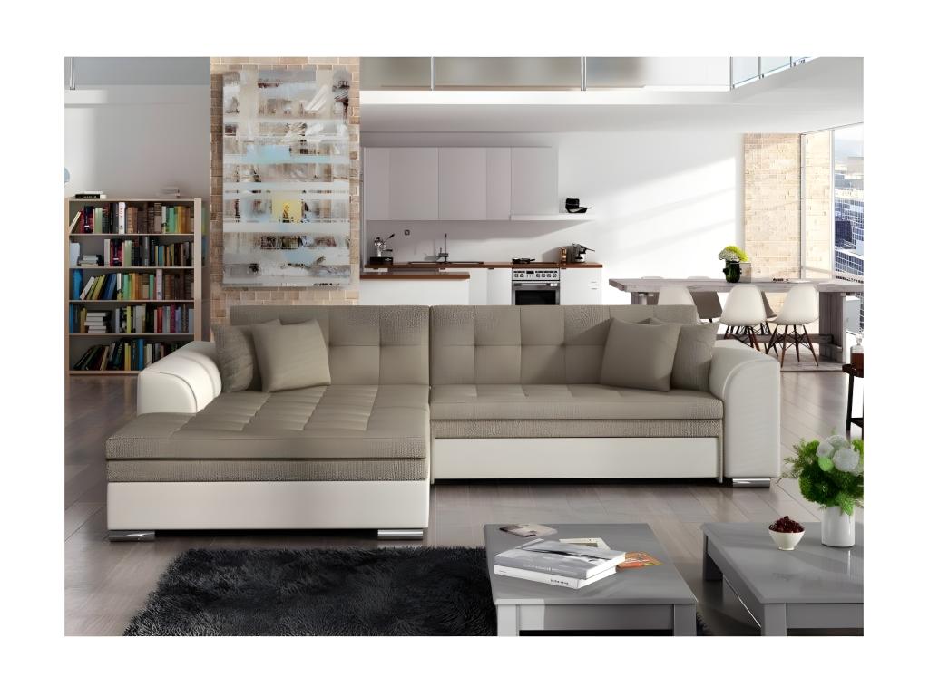 Canapé-lit en tissu beige, 295 cm