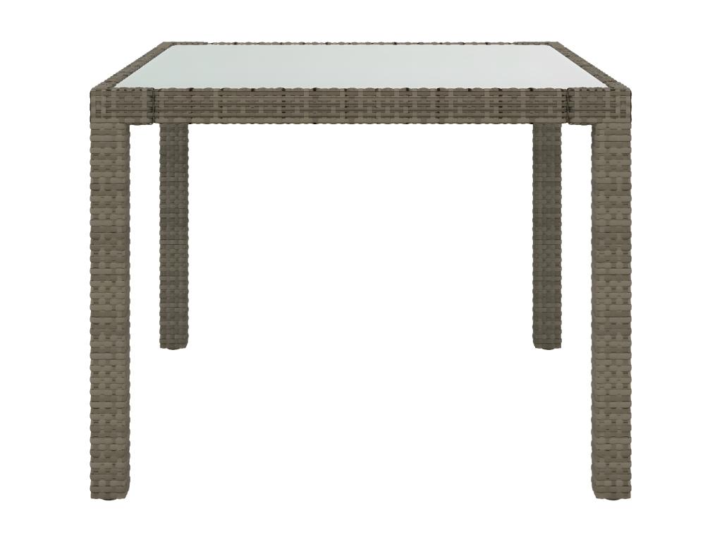 Table en verre gris, 90 x 90 x 75 cm