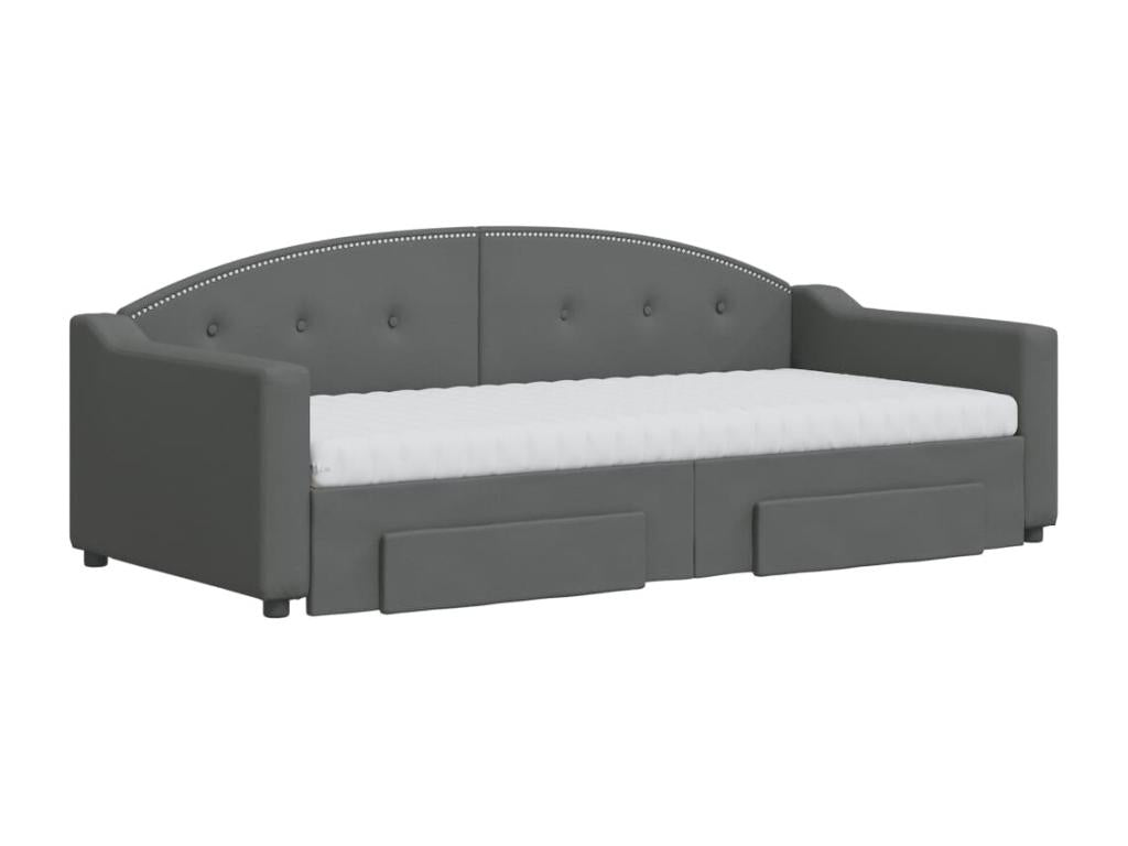 Lit en tissu gris, 90 x 190 cm