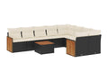 Ensemble de mobilier de jardin 10 pièces en résine tressée noire, avec coussins