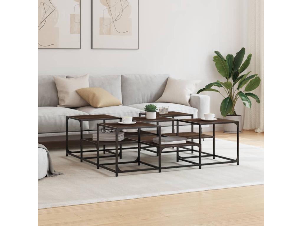 Table basse en bois composite marron, 121 x 121 x 40 cm