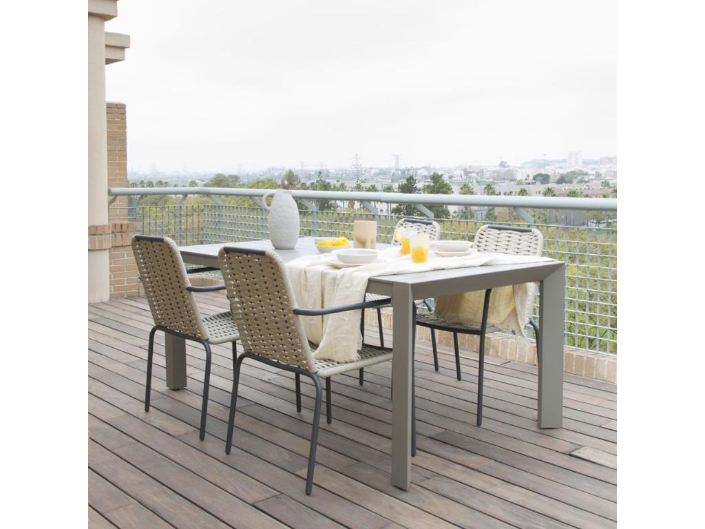 Table grise, 180 x 75 cm