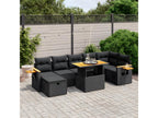 Ensemble de mobilier de jardin 8 pièces en résine tressée noire avec coussins - dlz1766572986672