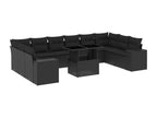 Ensemble de mobilier de jardin 11 pièces en résine tressée noire avec coussins - dlz1766572867004