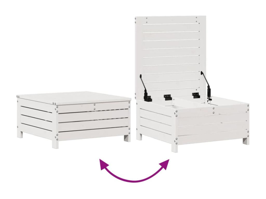 Ensemble de mobilier de jardin 5 pièces en bois massif blanc, avec coussins