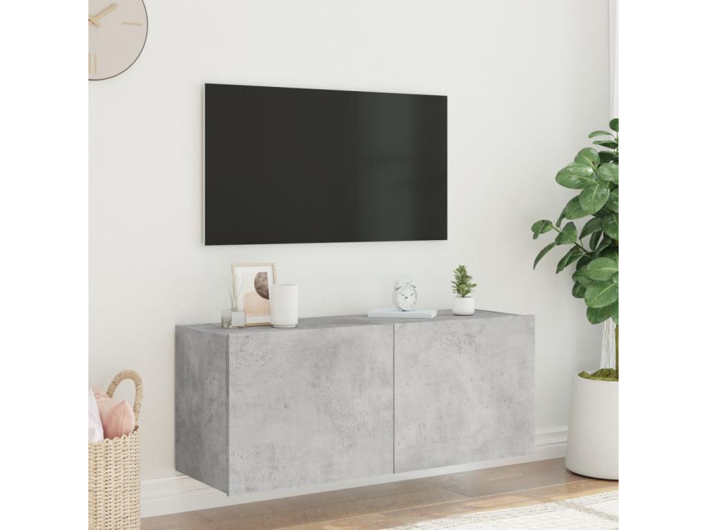 Meuble TV gris, 100 x 35 x 41 cm