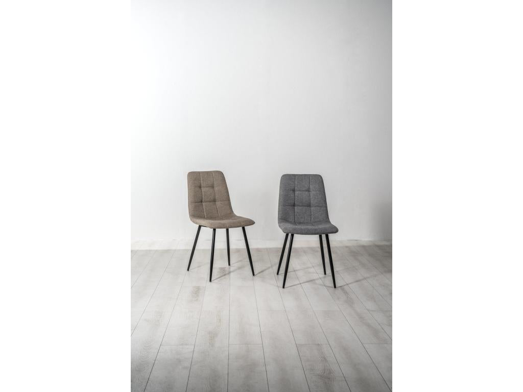 Ensemble de 4 chaises en tissu noir, 55 cm