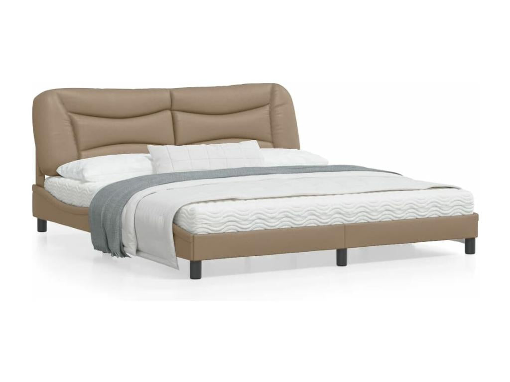 Cadre de lit en similicuir marron, 180 x 200 cm