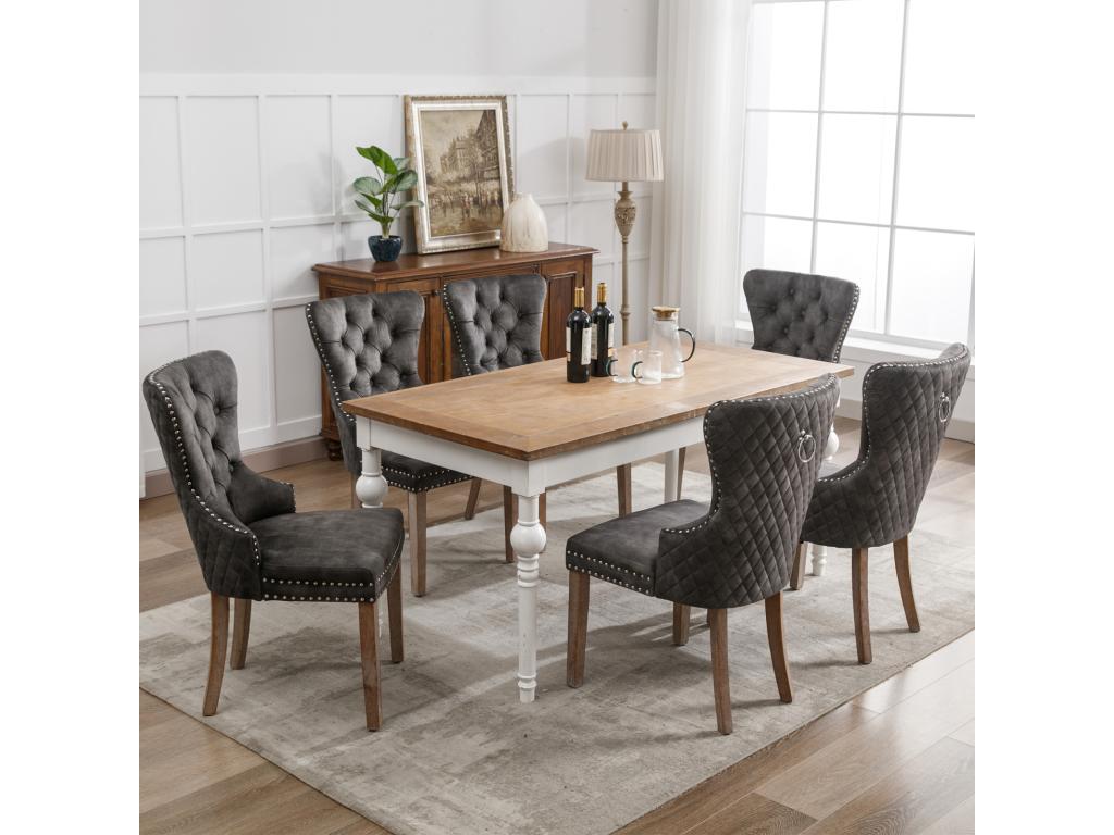 Chaise en bois massif gris, 53,5 x 64 x 95 cm