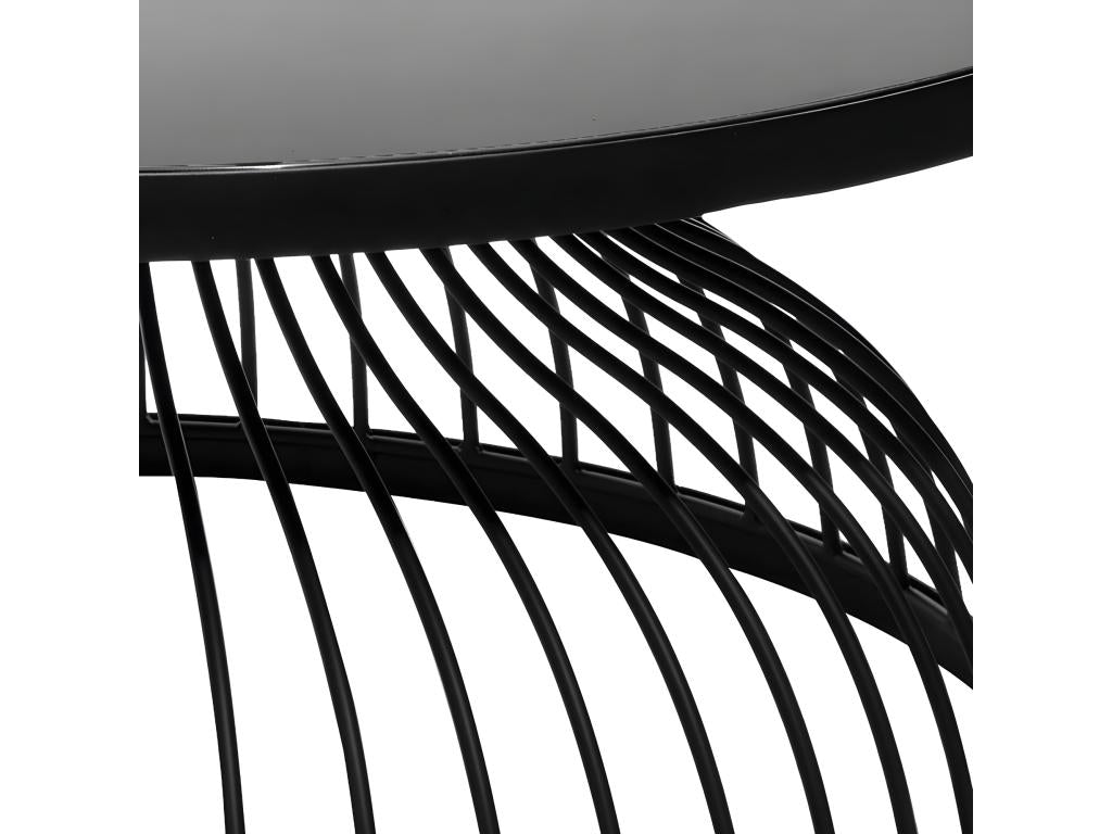 Table basse en verre noir, 38 cm