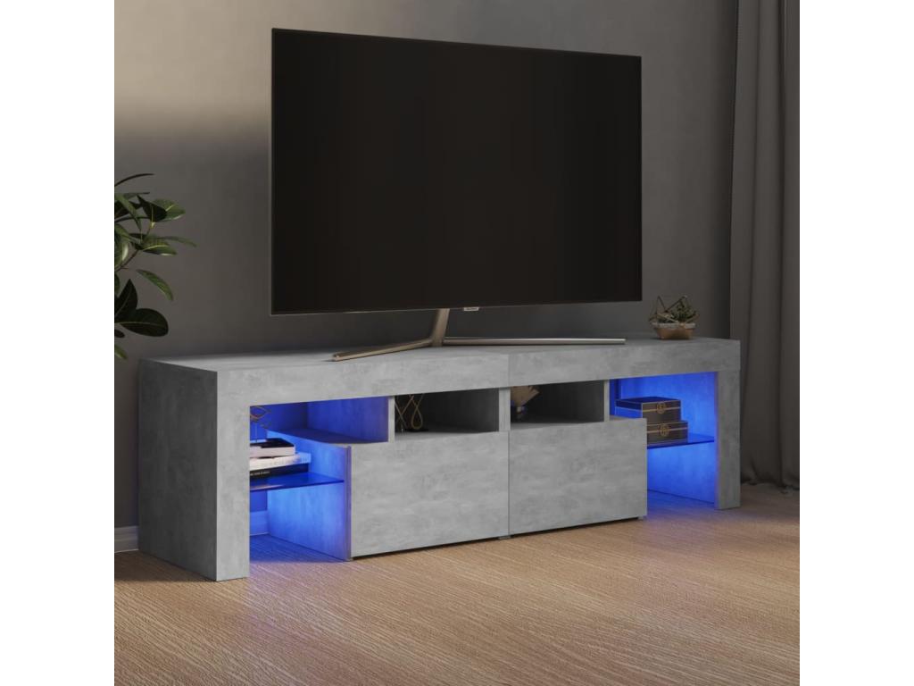 Meuble TV gris, 140 x 36,5 x 40 cm