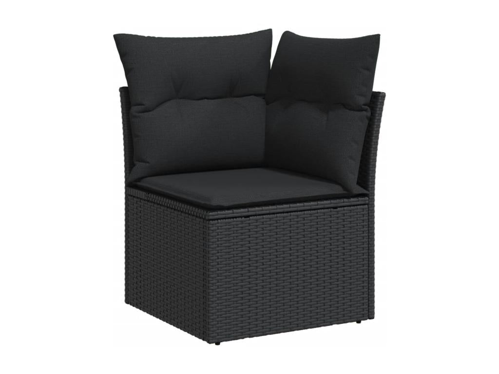 Ensemble de mobilier de jardin 9 pièces en résine tressée noire avec coussins - dlz1766572807830